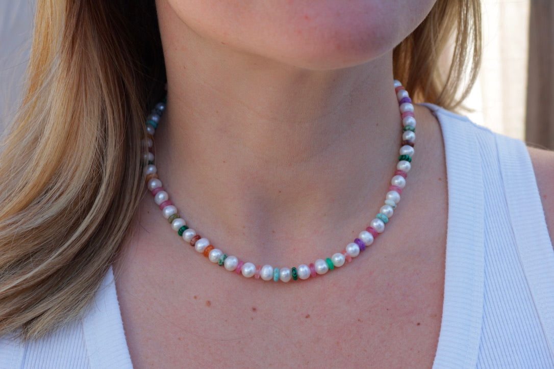 Pearl and Mixed Stone Necklace