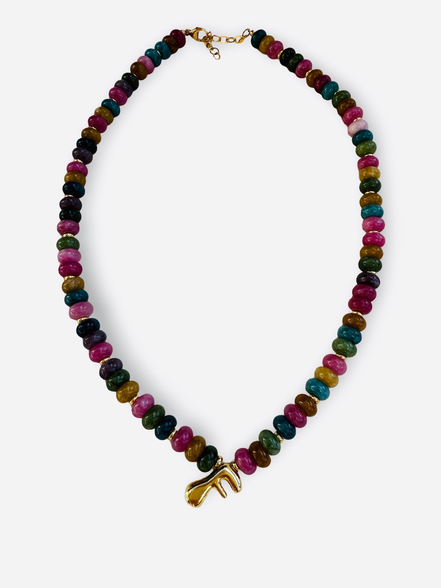 Bubble Initial Gemstone Necklace