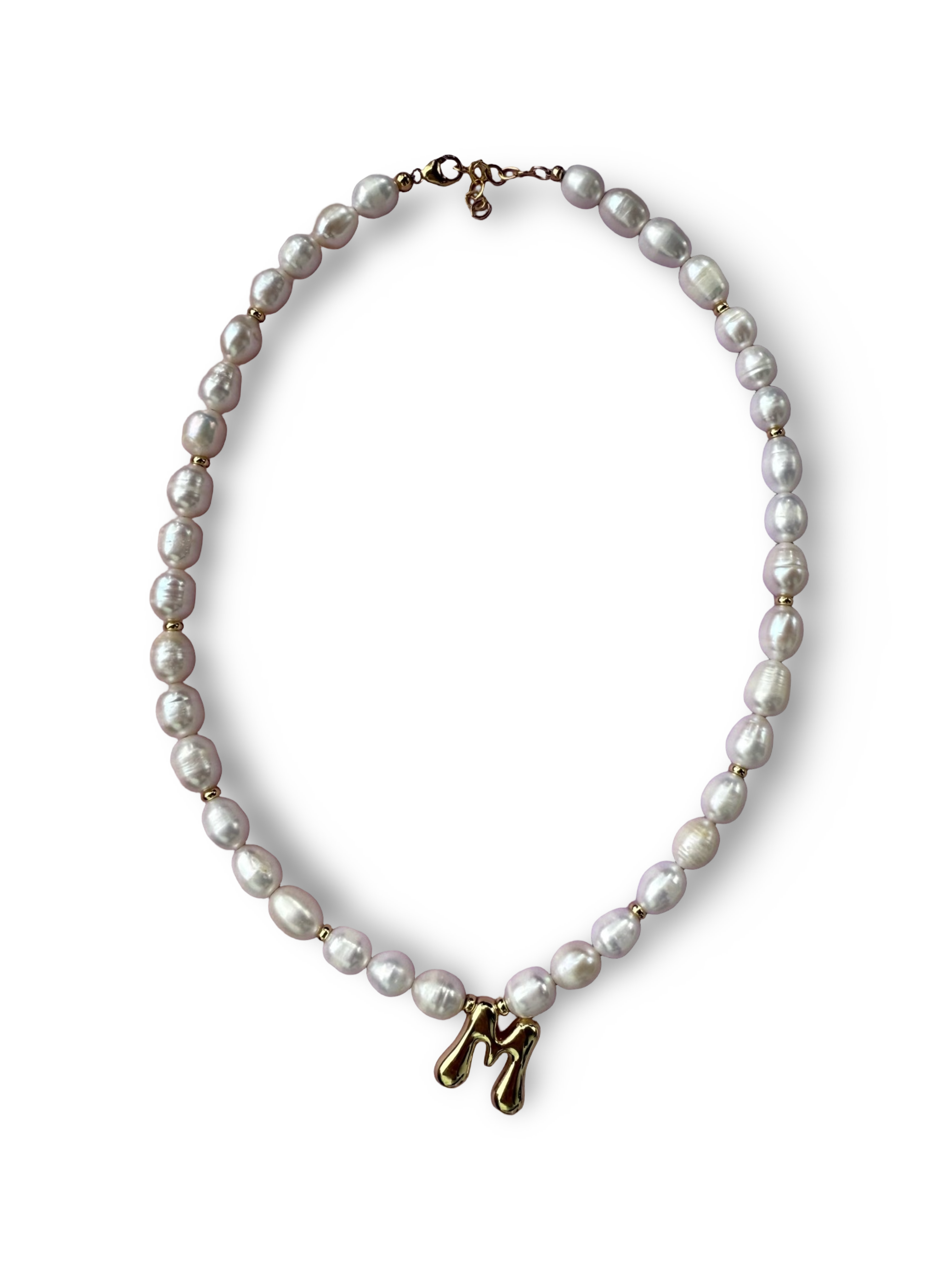 Bubble Initial Pearl Necklace