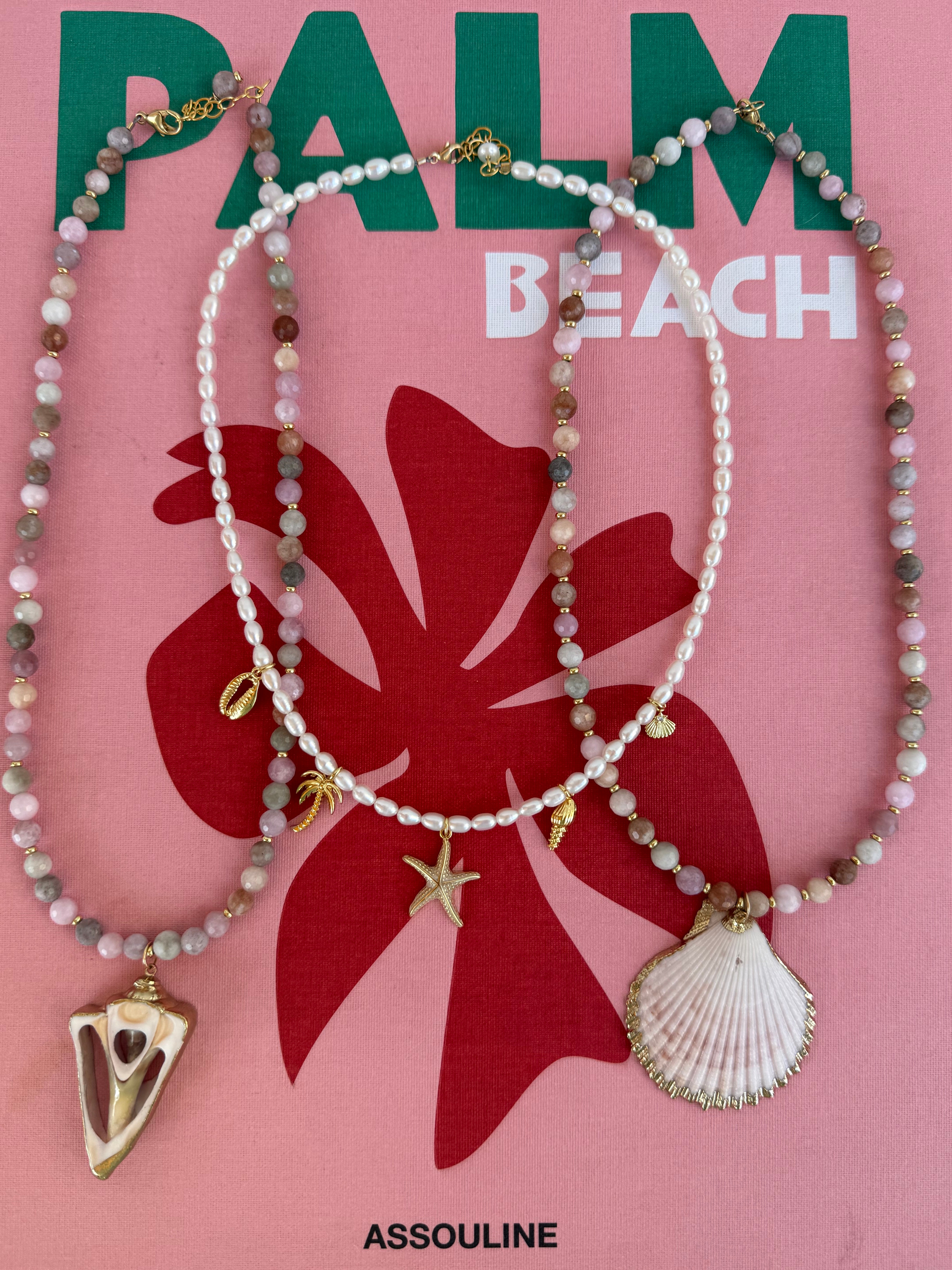 Kunzite Shell Necklace