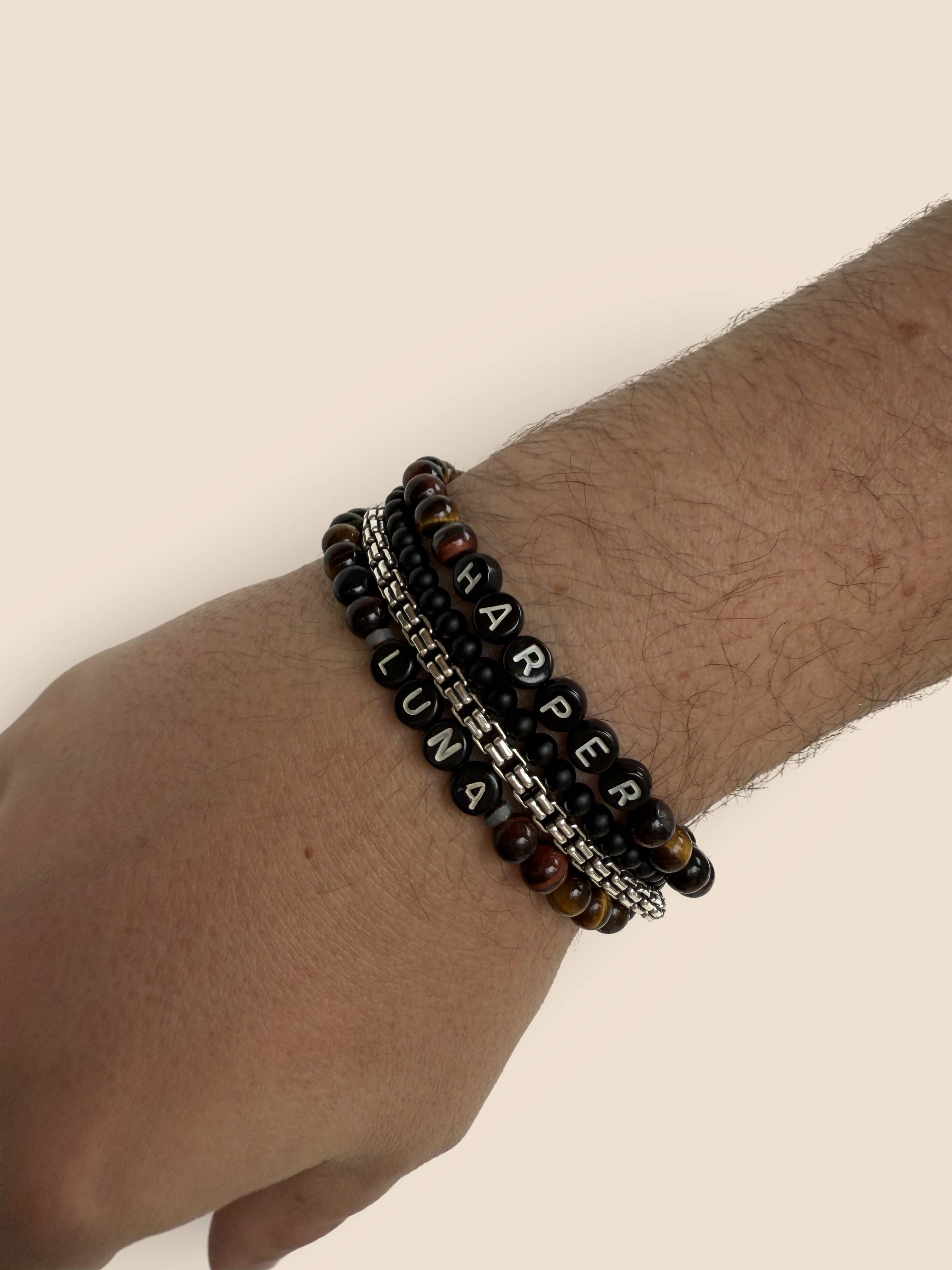 Red Tiger's Eye Alphabet Bracelet