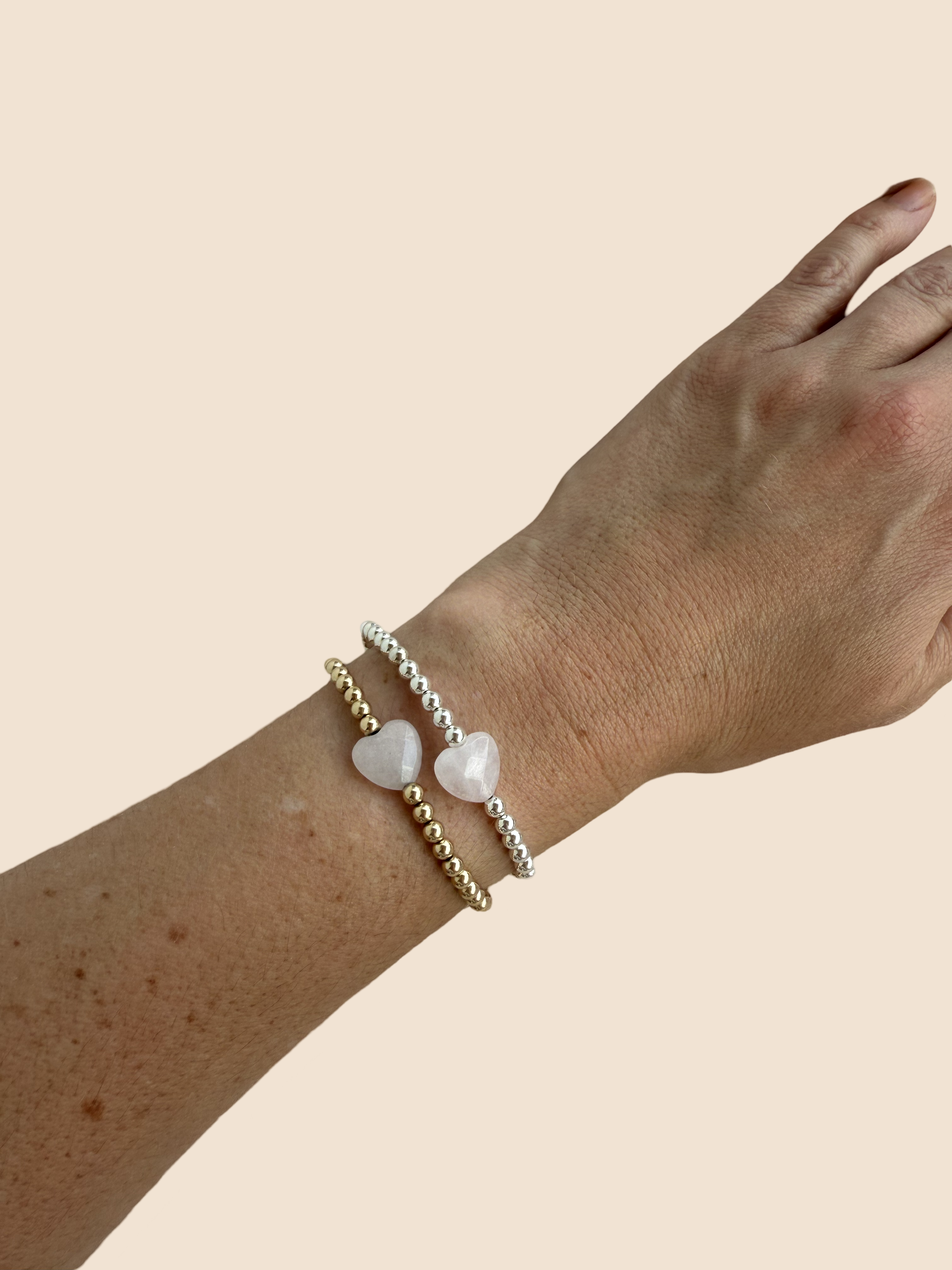Rose Quartz Heart Bracelet